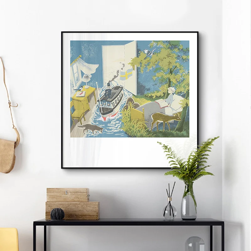 Cuscino per Divano Kids Fantasy Wall Art Blu Allagato Camera da letto Disegno Stampa su tela per interni di casa