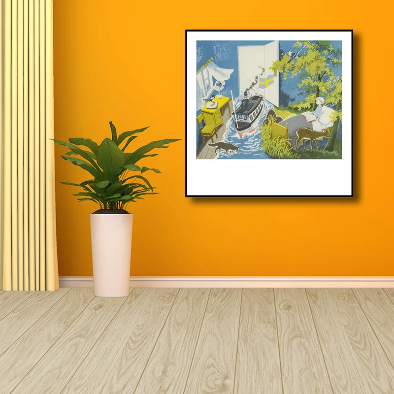Cuscino per Divano Kids Fantasy Wall Art Blu Allagato Camera da letto Disegno Stampa su tela per interni di casa