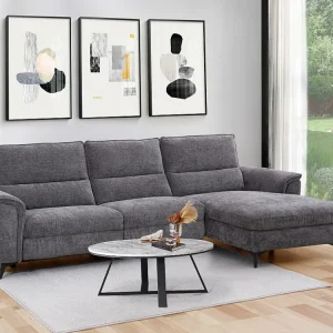 Divano relax elettrico Tessuto Antracite Angolo destra TELTI con Caricatore Rapido
