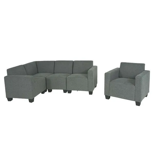Mendler sistema divano componibile divano set Lyon 4-1 tessuto/tessuto grigio 75186+75191+75192+75187+75188+75190 con Sist...
