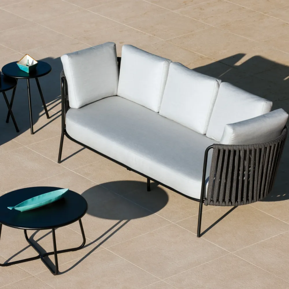 Professional da Giardino Divano 3 posti corda e acciaio inox "Daisy Rope" sofà lounge da giardino cm 220x80 71h