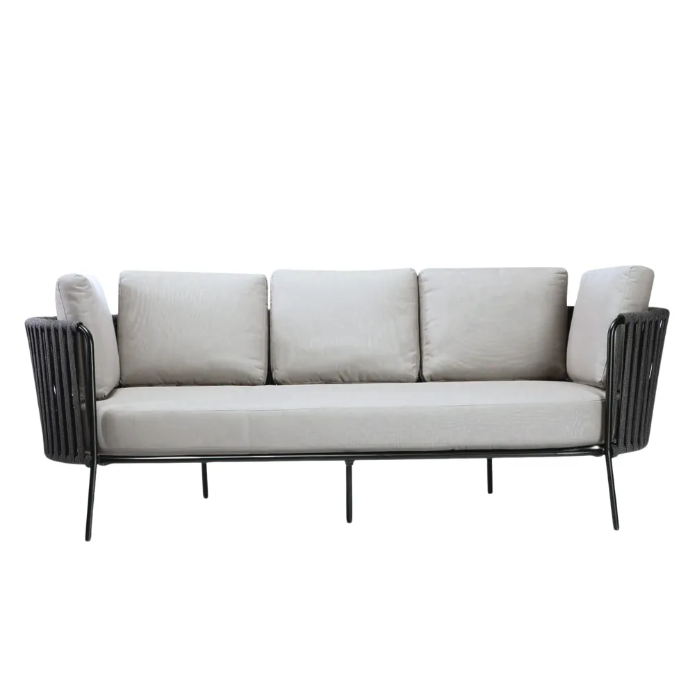 Professional da Giardino Divano 3 posti corda e acciaio inox "Daisy Rope" sofà lounge da giardino cm 220x80 71h