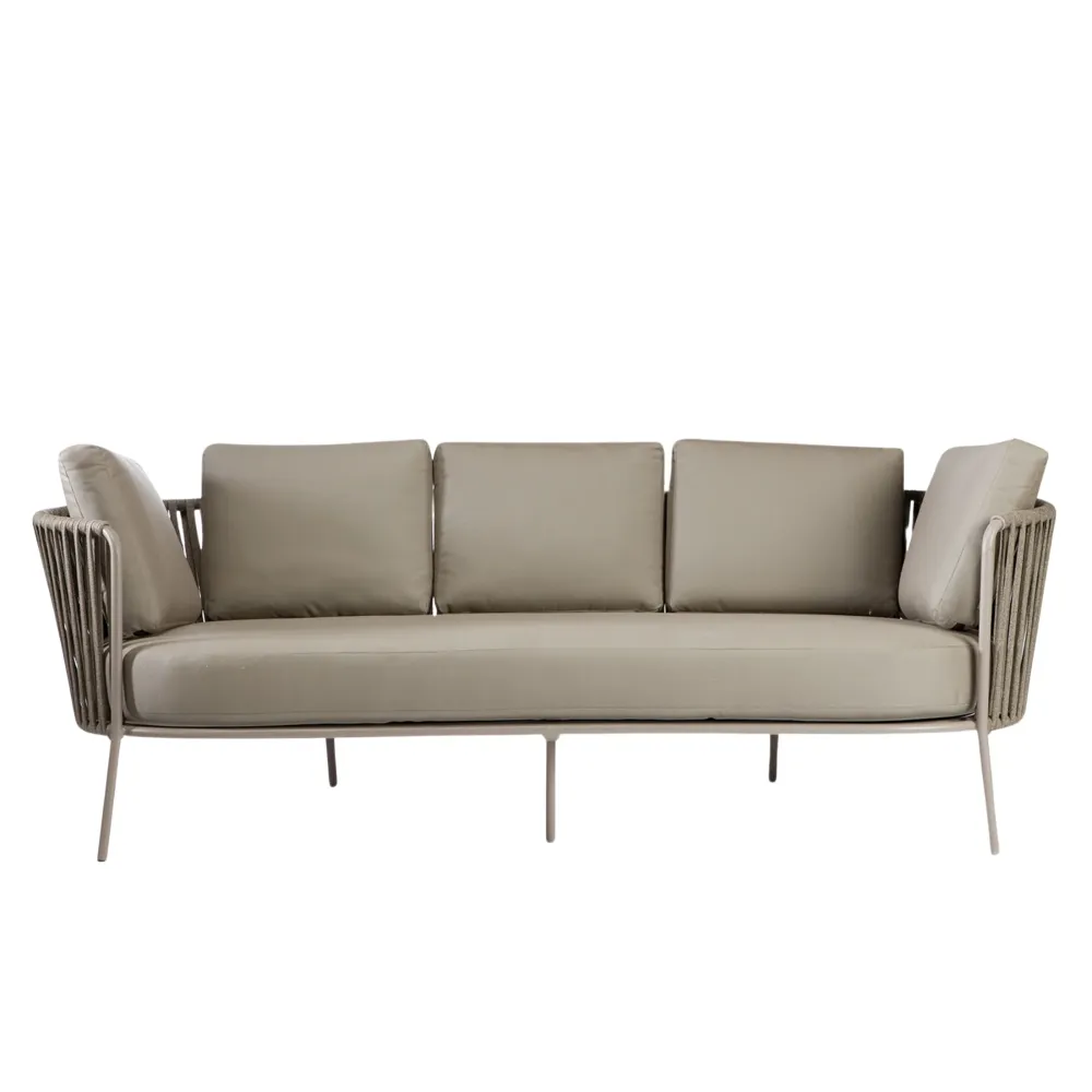 Professional da Giardino Divano 3 posti corda e acciaio inox "Daisy Rope" sofà lounge da giardino cm 220x80 71h