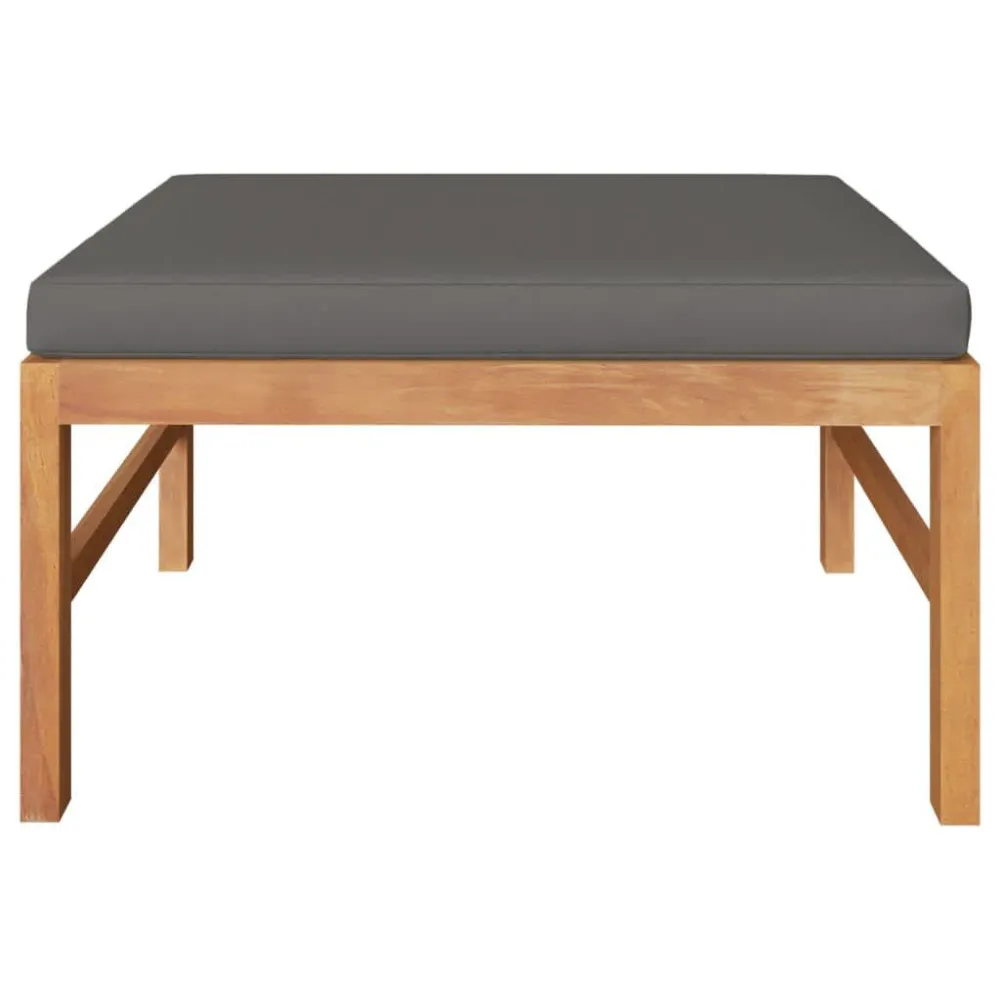 Poggiapiedi con Cuscino Grigio Cupo Legno Massello di Teak