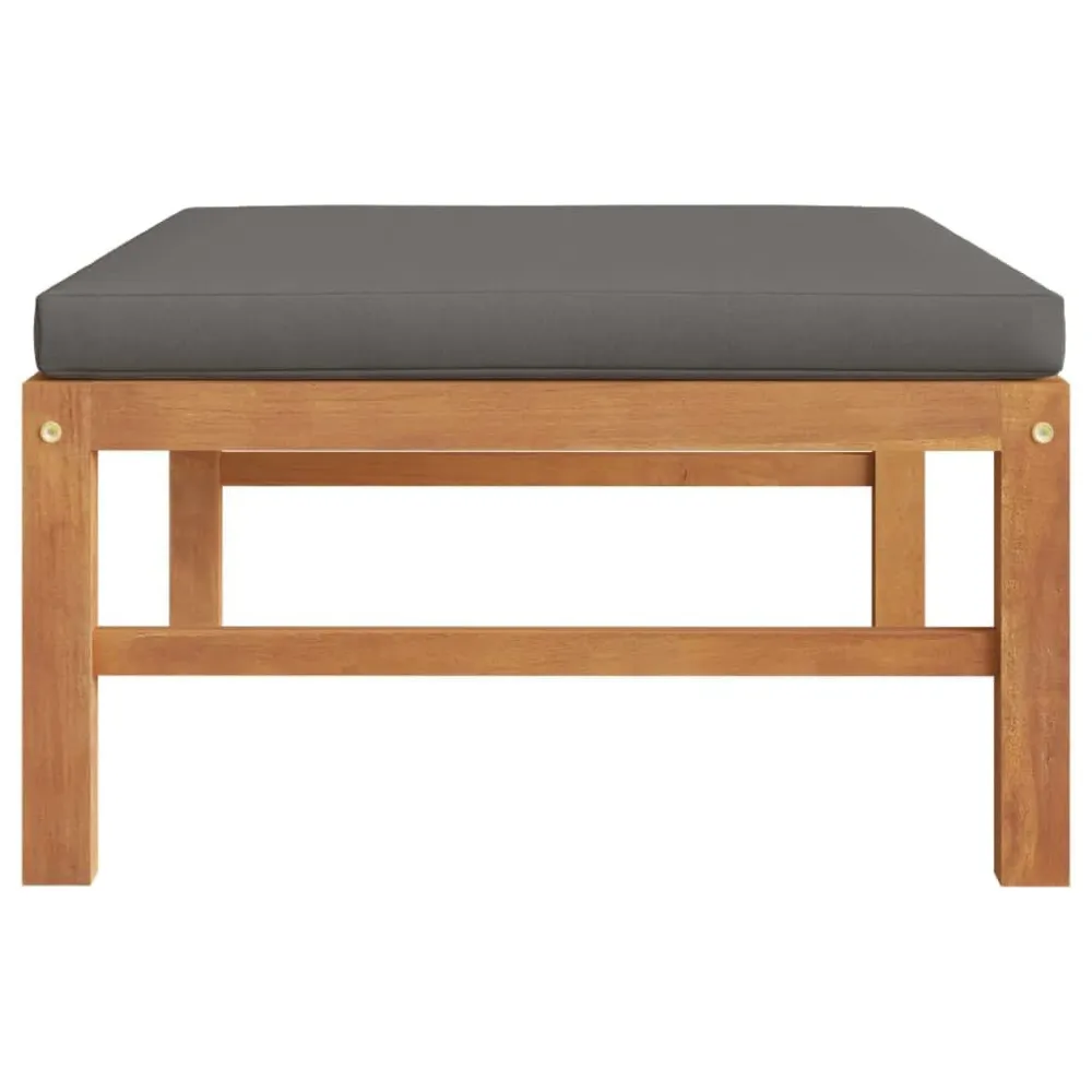 Poggiapiedi con Cuscino Grigio Cupo Legno Massello di Teak