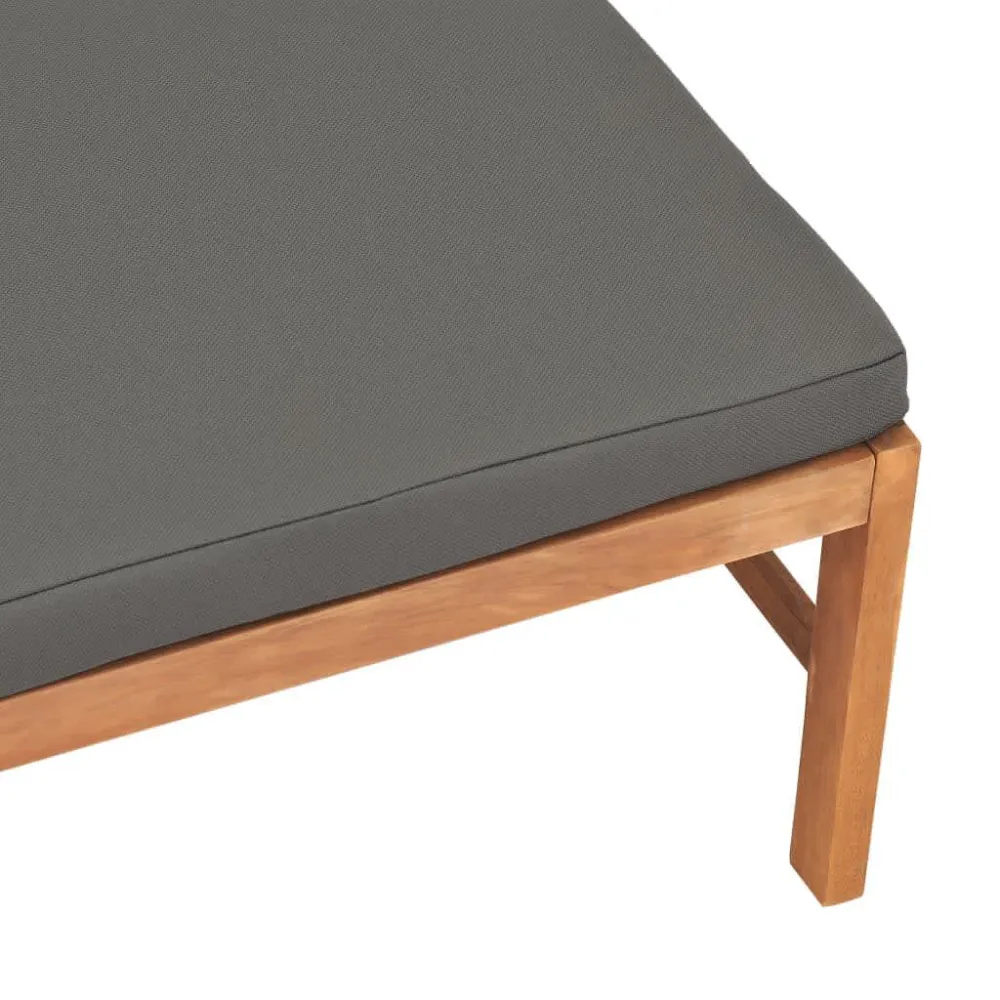 Poggiapiedi con Cuscino Grigio Cupo Legno Massello di Teak