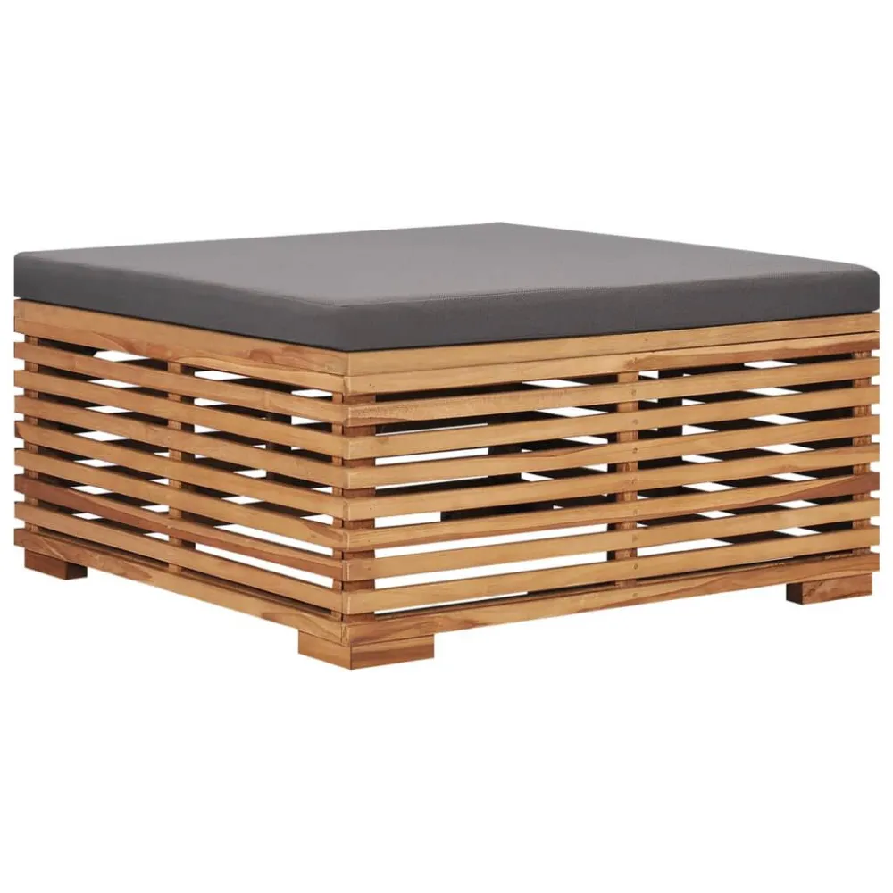 Strumento per Affumicatore Set Tavolino Poggiapiedi Giardino Cuscino Grigio Fosco Teak
