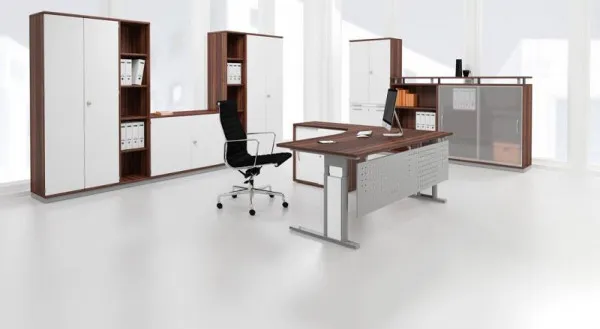 Scrivania geramöbel regolabile altezza poggiapiedi C discrezionale 800x800x680-820 acero/argento N-647101-AS