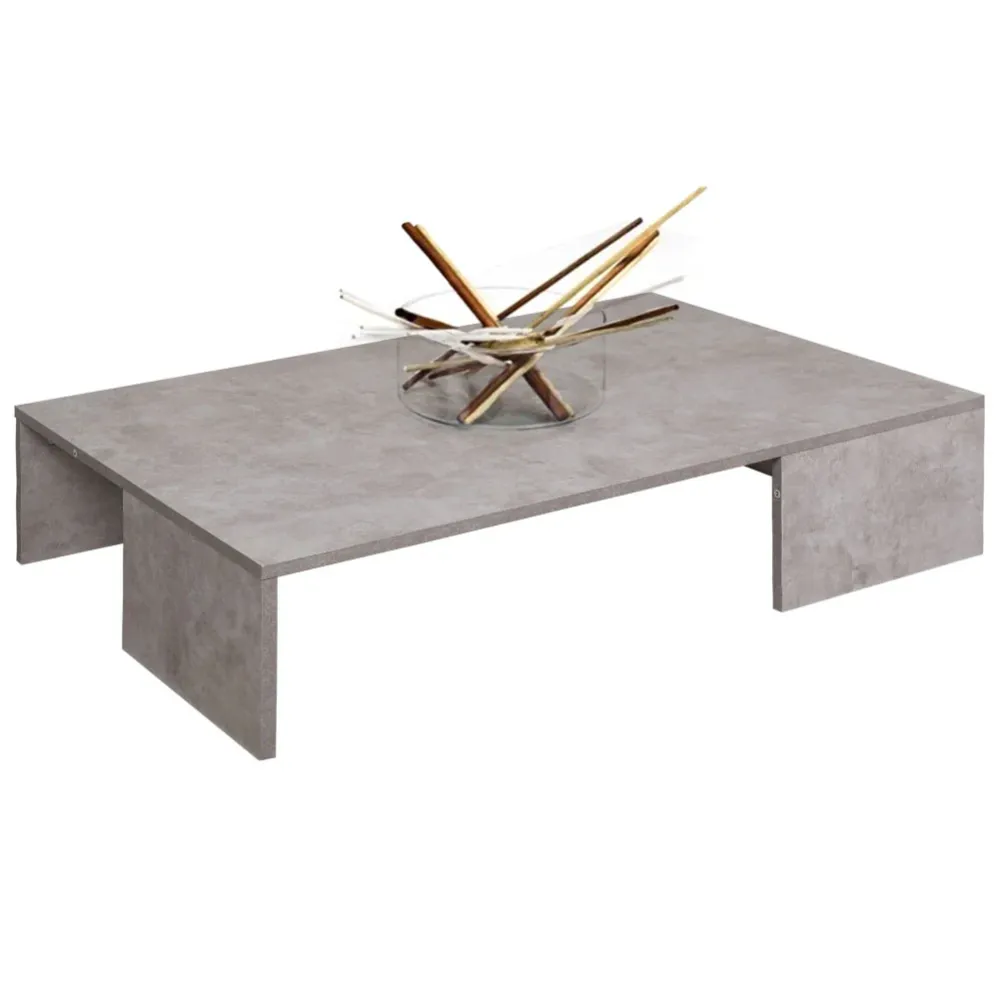 Tavolino Caffe Divano Salotto Rettangolare Basso Legno Design Moderno Grigio