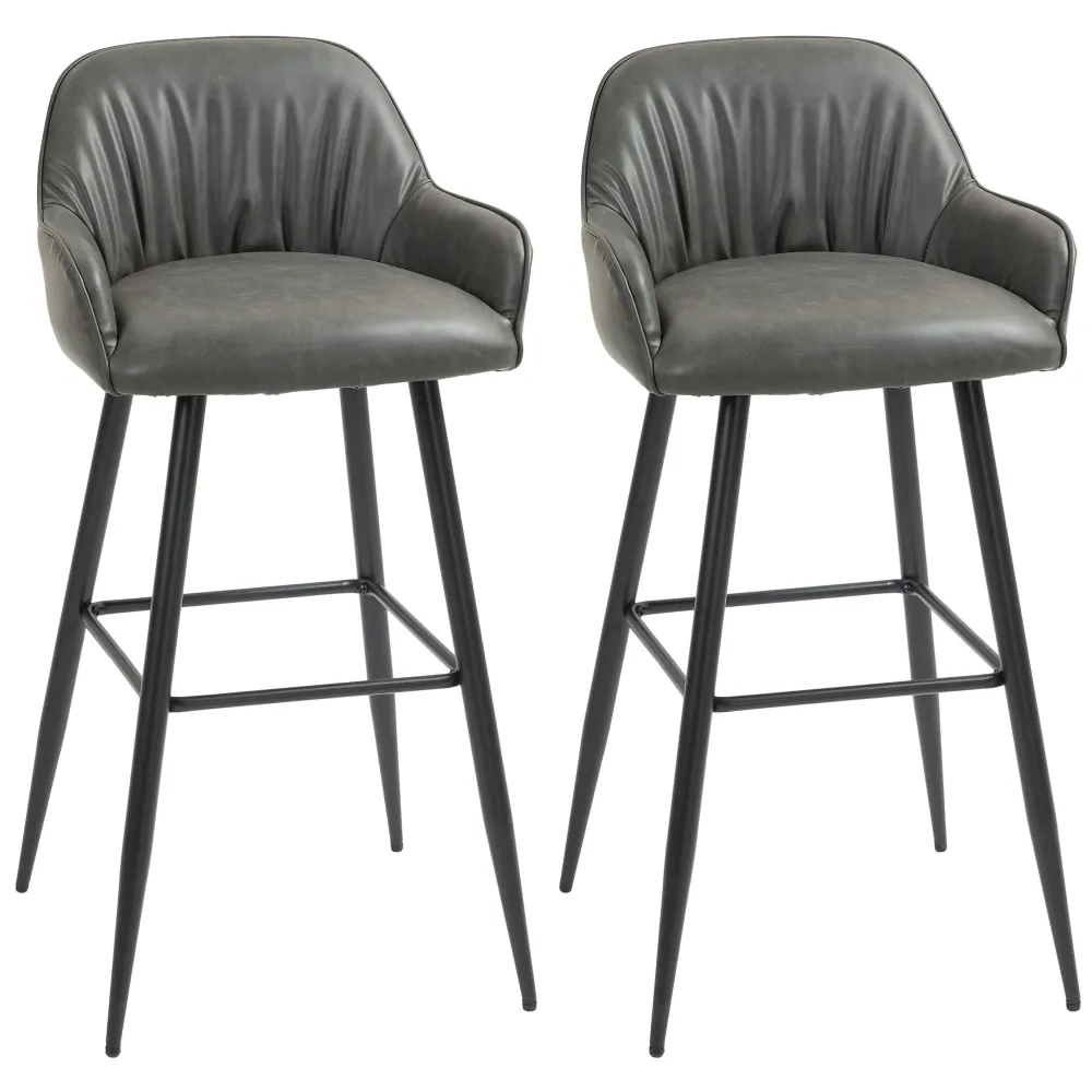 EasyComfort Set 2 Sgabelli Alti da Bar Moderni con Poggiapiedi e Schienale Ergonomico, seduta imbottita e Finta Pelle PU e...