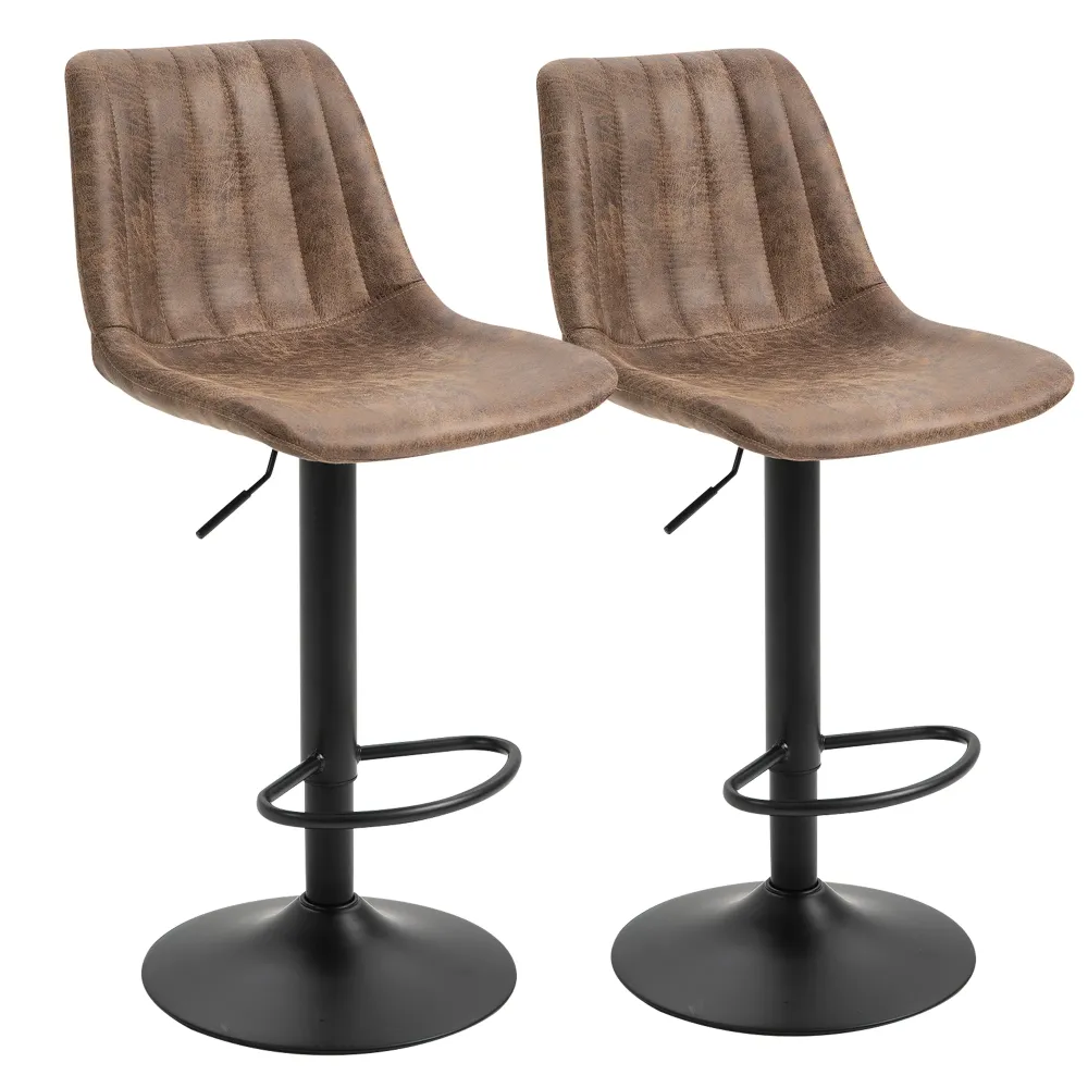 EasyComfort Set 2 Sgabelli Alti da Bar Stile Industriale con Schienale, Poggiapiedi e Altezza Regolabile, Sedia Microfibra...