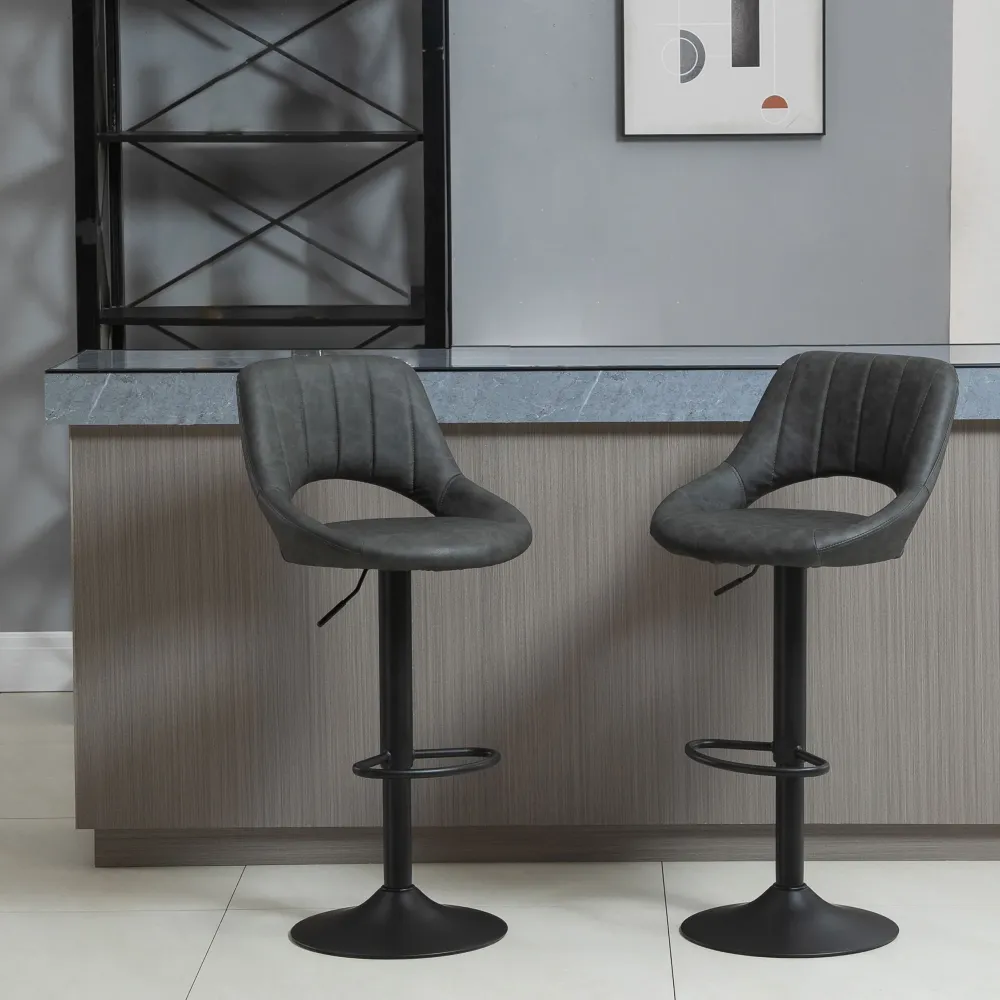 Easycomfort Set 2 Sgabelli da Bar Girevoli con Schienale e Poggiapiedi, Sgabelli Alti Moderni con Altezza Regolabile Base...