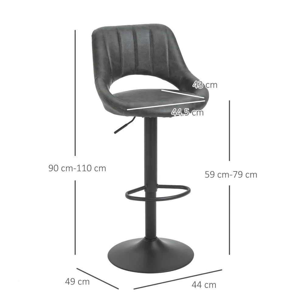 Easycomfort Set 2 Sgabelli da Bar Girevoli con Schienale e Poggiapiedi, Sgabelli Alti Moderni con Altezza Regolabile Base...