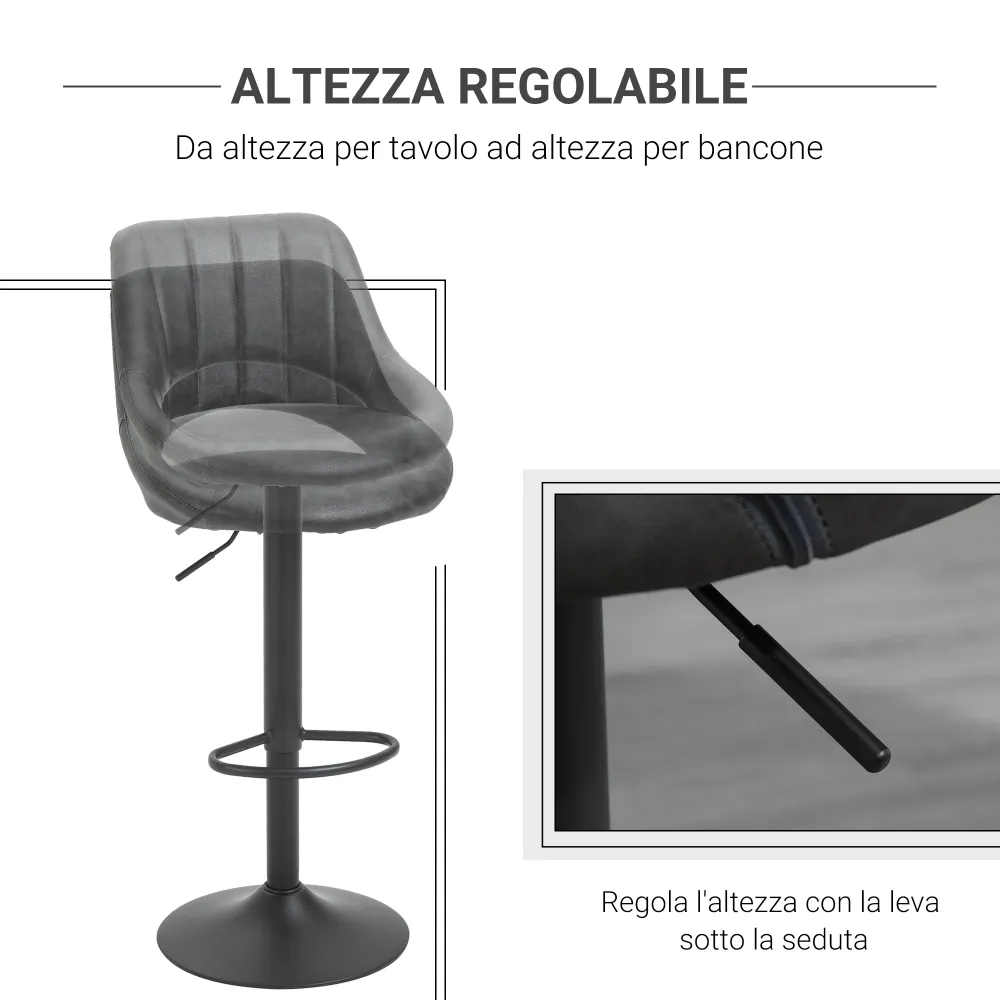 Easycomfort Set 2 Sgabelli da Bar Girevoli con Schienale e Poggiapiedi, Sgabelli Alti Moderni con Altezza Regolabile Base...