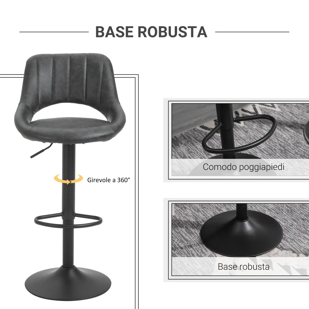 Easycomfort Set 2 Sgabelli da Bar Girevoli con Schienale e Poggiapiedi, Sgabelli Alti Moderni con Altezza Regolabile Base...