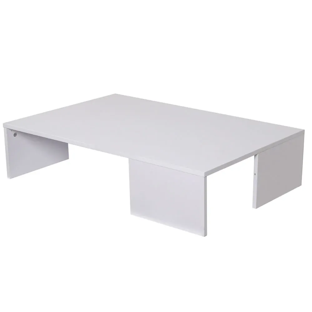 Tavolino Caffe Divano Salotto Rettangolare Basso Legno Design Moderno Bianco