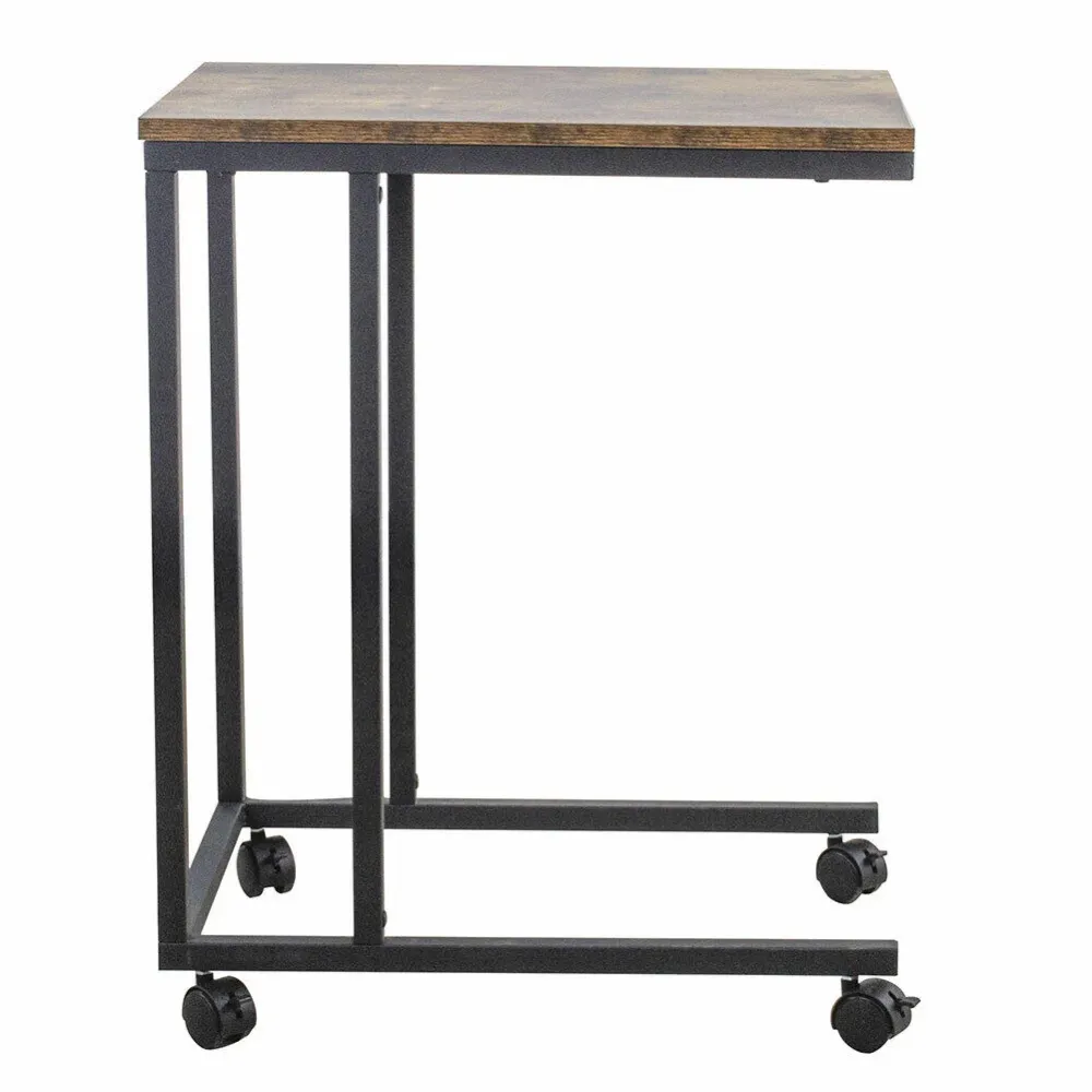 Tavolino da Caffe Porta Pc Laterale Divano Letto Metallo legno con Ruote Moderno