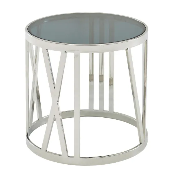 Tavolino Wohnling 45 x 45 x 44 cm tavolino vetro metallo argento tavolino da divano rotondo tavolo da salotto contemporane...