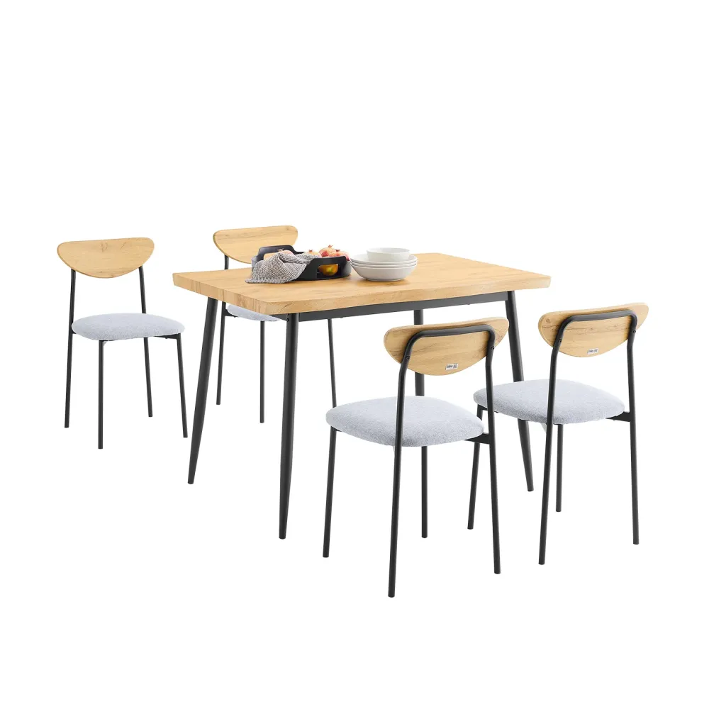 SoBuy OGT52-N Set Tavolo da Pranzo 5 Pezzi con 4 Sedie Comode, Tavolo da Cucina Compatto per Piccoli Spazi, Tavolo con Sed...
