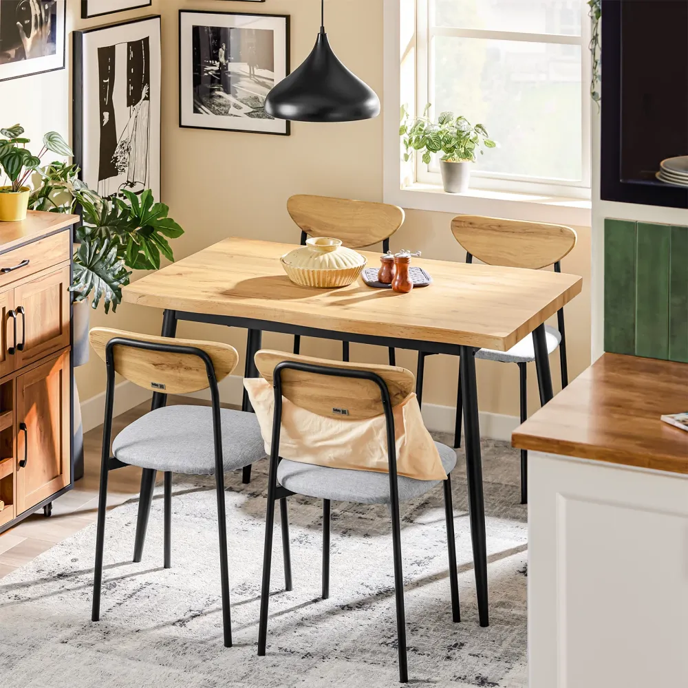 SoBuy OGT52-N Set Tavolo da Pranzo 5 Pezzi con 4 Sedie Comode, Tavolo da Cucina Compatto per Piccoli Spazi, Tavolo con Sed...
