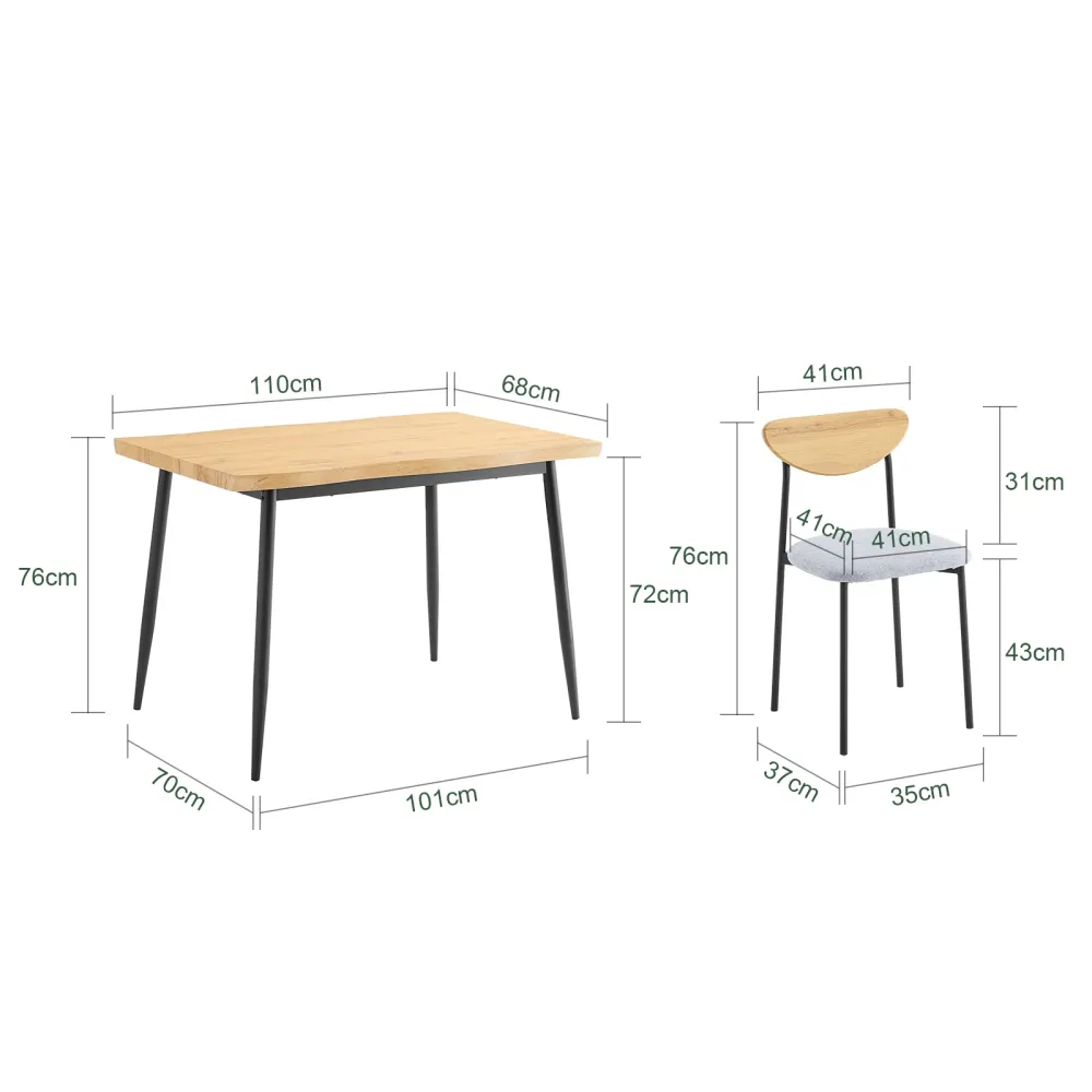 SoBuy OGT52-N Set Tavolo da Pranzo 5 Pezzi con 4 Sedie Comode, Tavolo da Cucina Compatto per Piccoli Spazi, Tavolo con Sed...