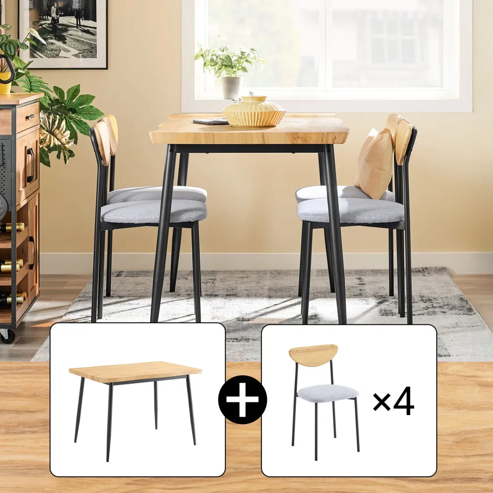 SoBuy OGT52-N Set Tavolo da Pranzo 5 Pezzi con 4 Sedie Comode, Tavolo da Cucina Compatto per Piccoli Spazi, Tavolo con Sed...