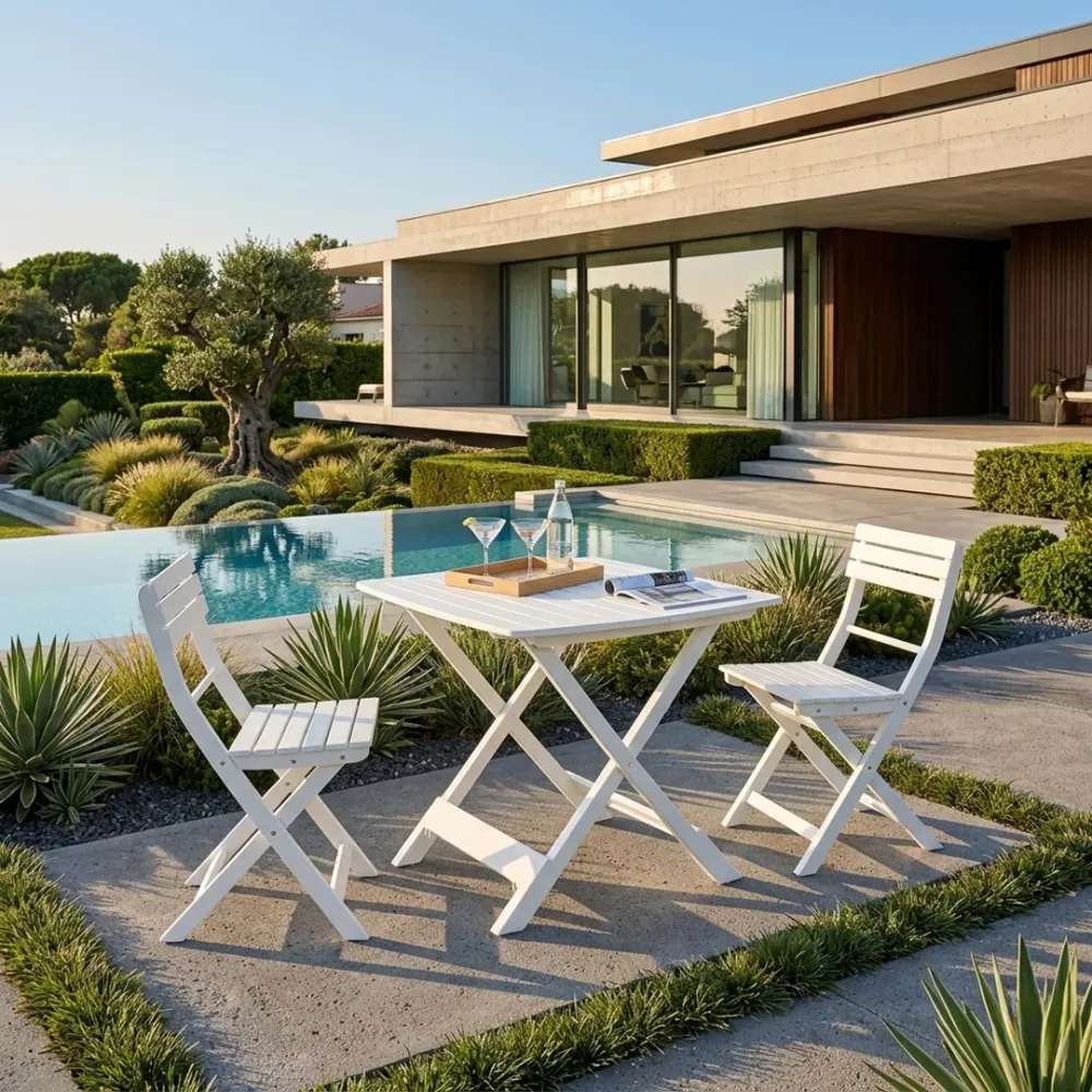 Tavolo pieghevole Progarden Tevere resina bianco 80x72 H70 outdoor