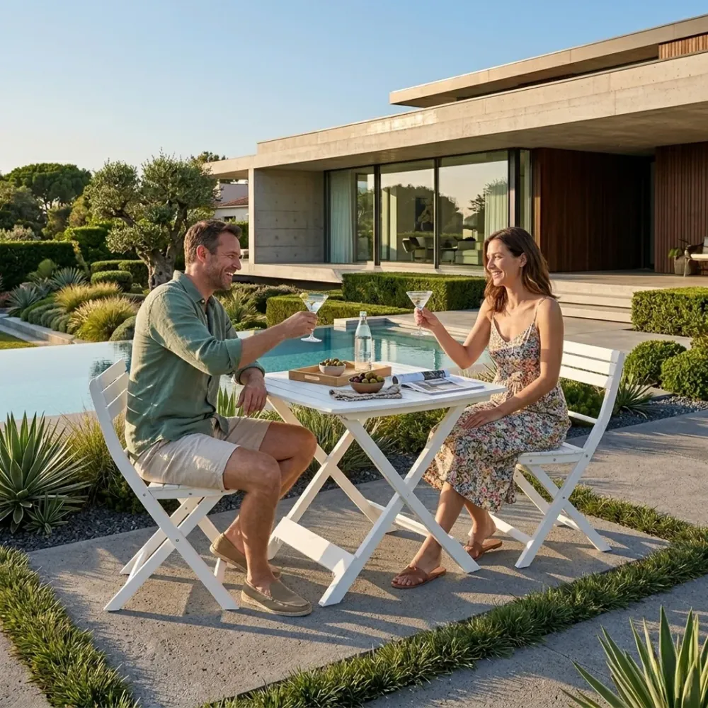 Tavolo pieghevole Progarden Tevere resina bianco 80x72 H70 outdoor