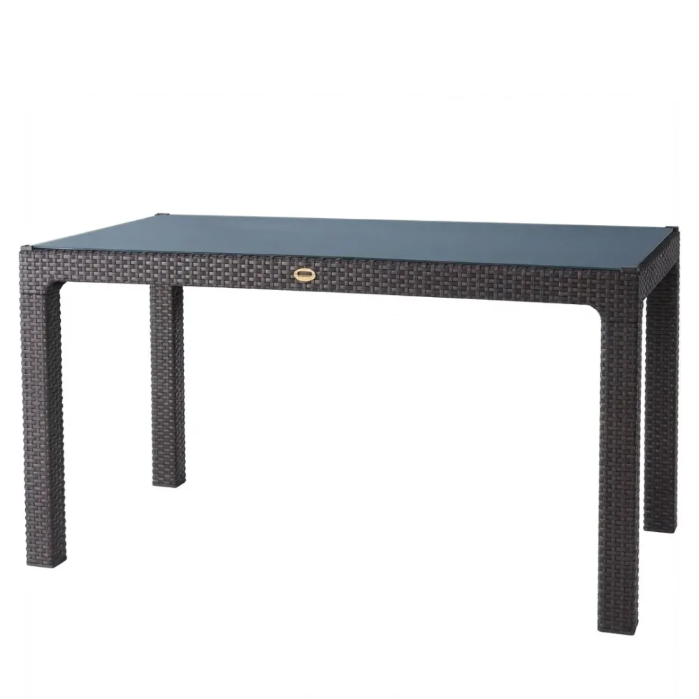 Tavolo Rattan Kreta Domus 120x70 cm Antracite con Foro Ombrellone