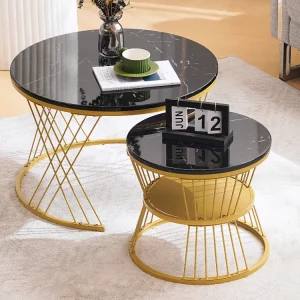 Set di 2 tavolini da caffè moderni incastro, set di tavolini da caffè laccato lucido, tavolini laterali da divano impialla...