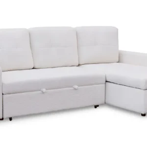Divano letto angolare Toledo Tessuto Bouclette Crema