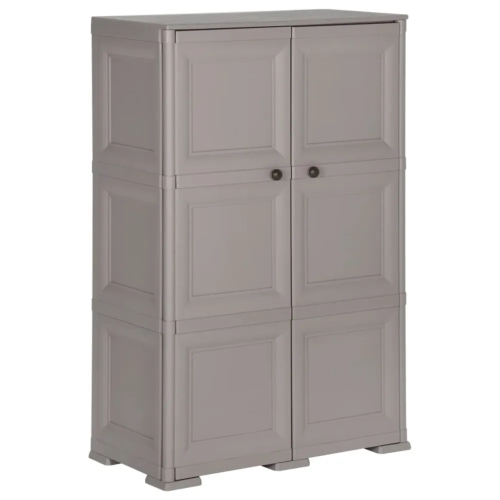 Armadietto Plastica 79x43x125 cm Effetto Legno Grigio - Materiali Resistenti alle Intemperie