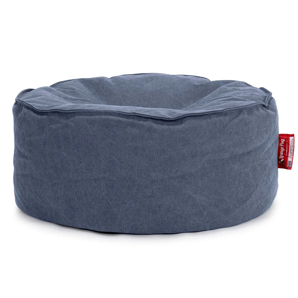 Pouf Rotondo - Denim Effetto Consumato Navy
