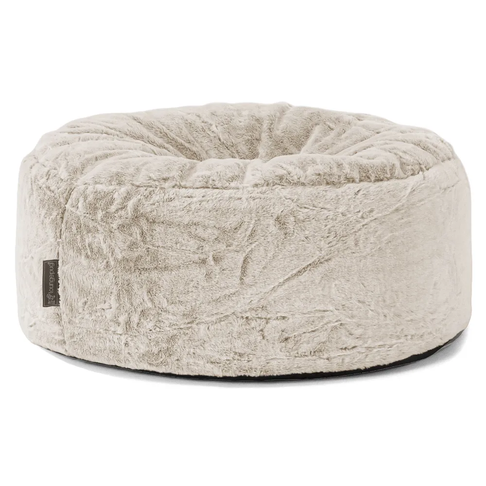 Pouf Rotondo - Eco-pelliccia di Coniglio Marrone dorato