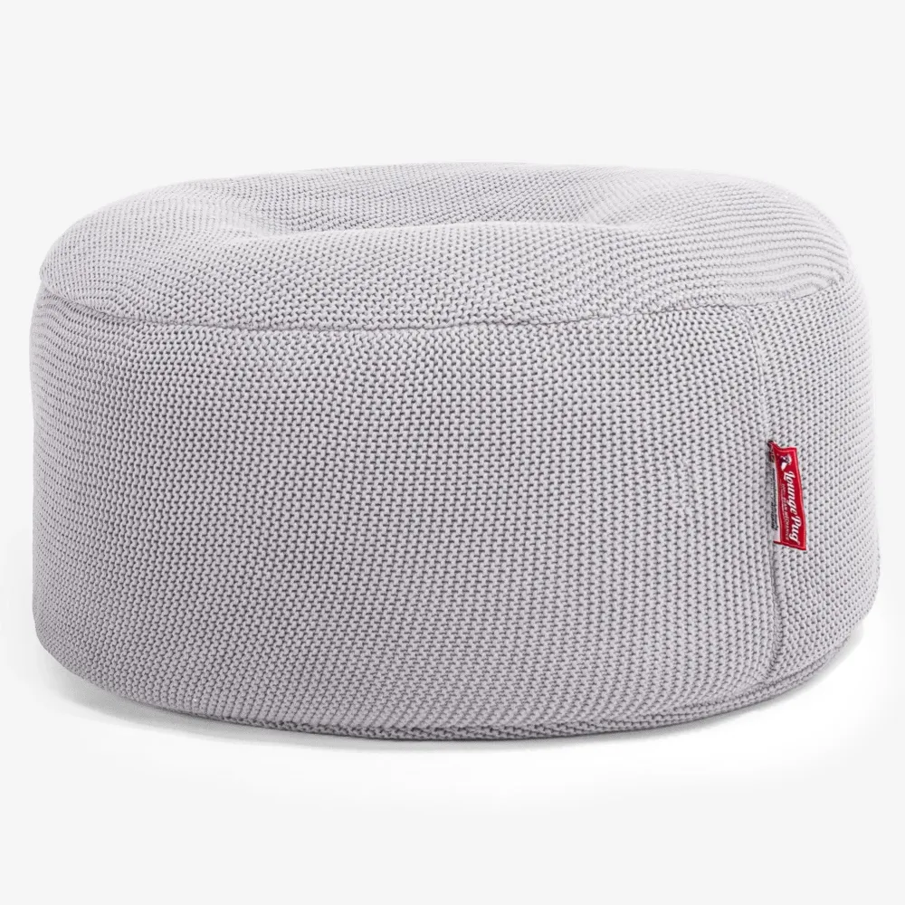 Pouf Rotondo - Ellos Lavorazione maglia grossa Grigio chiaro