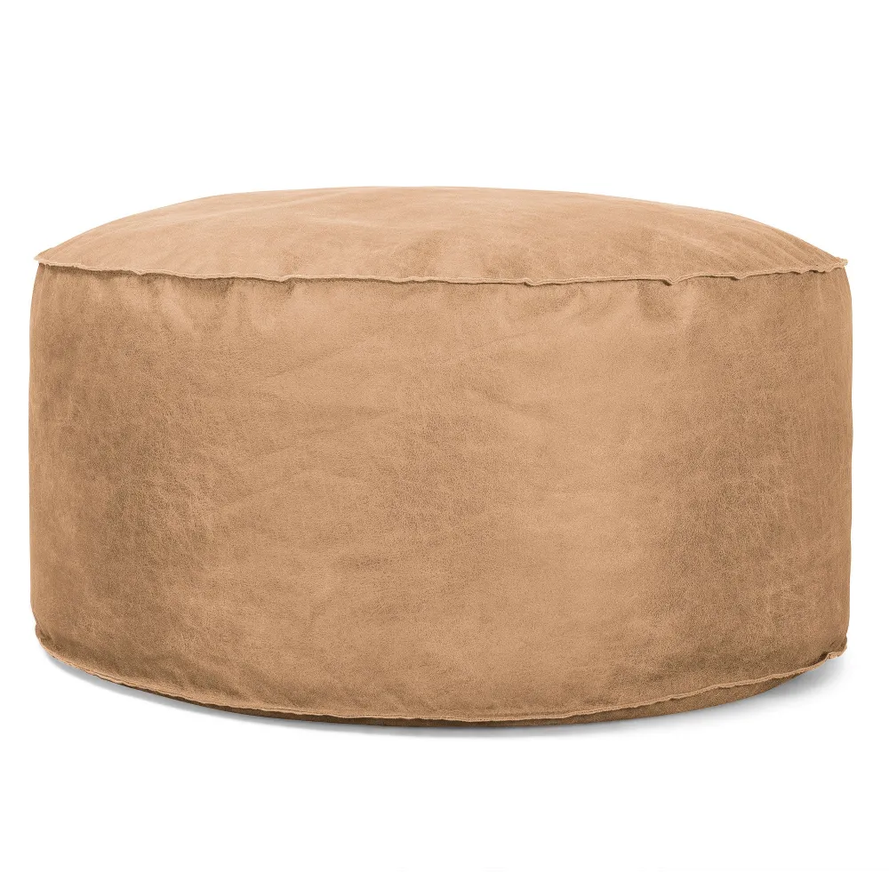Pouf Rotondo - Pelle Effetto Vintage Marrone Miele