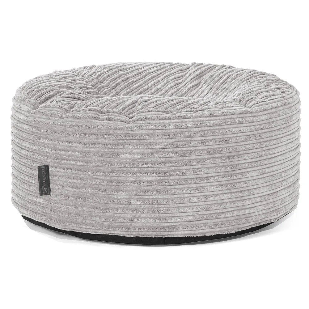 Pouf Rotondo - Velluto Coste Grigio Argento