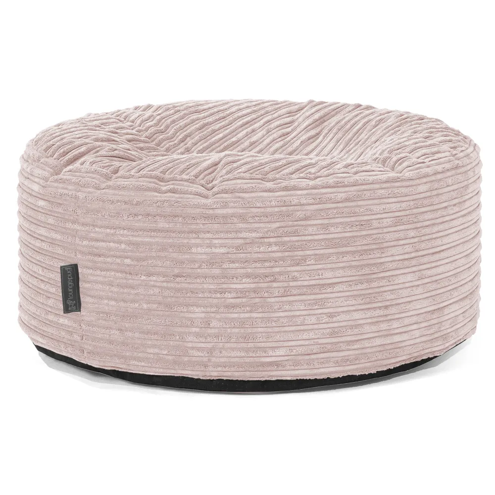 Pouf Rotondo - Velluto Coste Rosa Cipria
