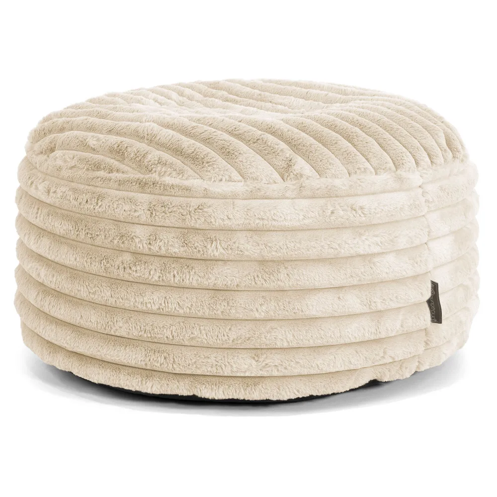 Pouf Rotondo - Velluto Felpato Ultra Morbido Panna
