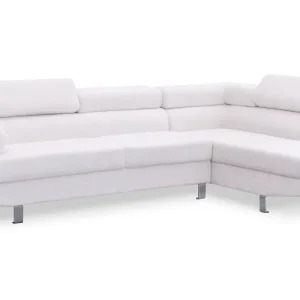 Divano angolare destro con poggiatesta sollevabile Alfa Fabric Bouclette Crema