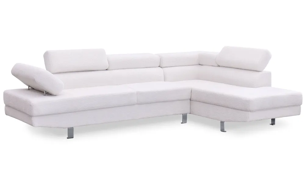 Divano angolare destro con poggiatesta sollevabile Alfa Fabric Bouclette Crema