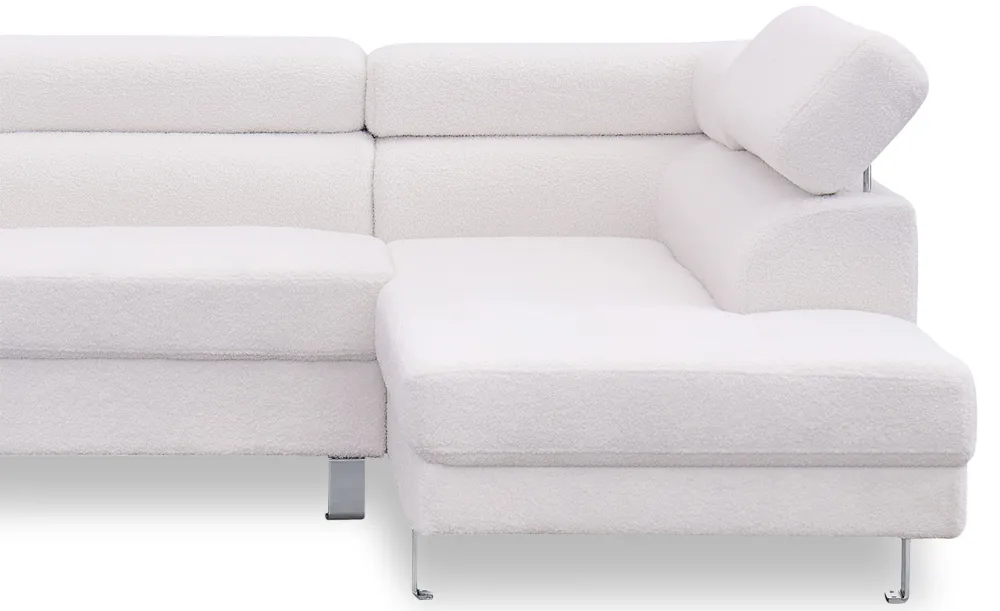 Divano angolare destro con poggiatesta sollevabile Alfa Fabric Bouclette Crema