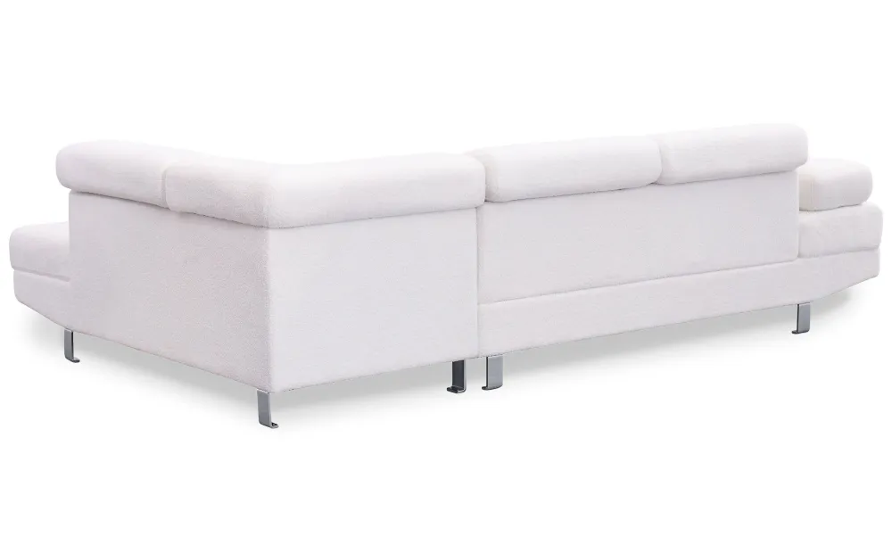 Divano angolare destro con poggiatesta sollevabile Alfa Fabric Bouclette Crema