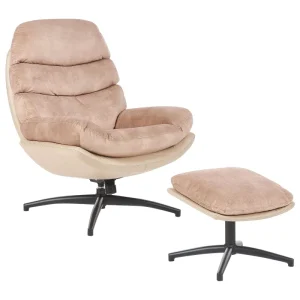 Sedia con poggiapiedi EIDE Velluto Beige sabbia