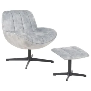Sedia con poggiapiedi LIA Velluto Grigio chiaro