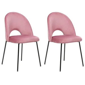Set 2 sedie da pranzo velluto rosa COVELO