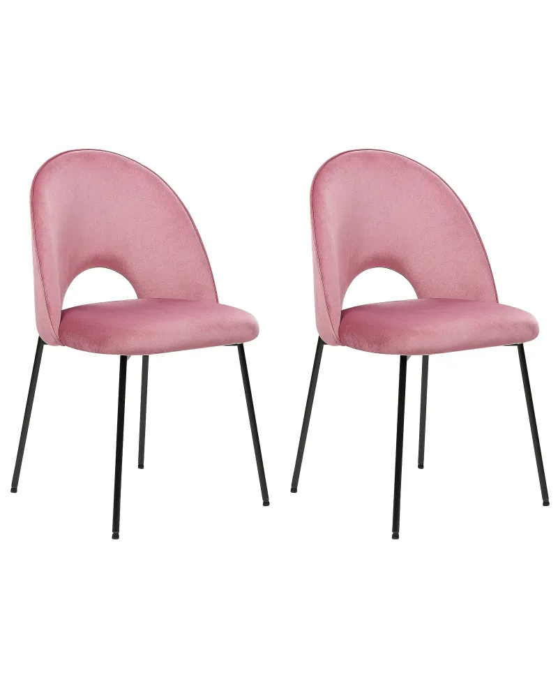 Set 2 sedie da pranzo velluto rosa COVELO