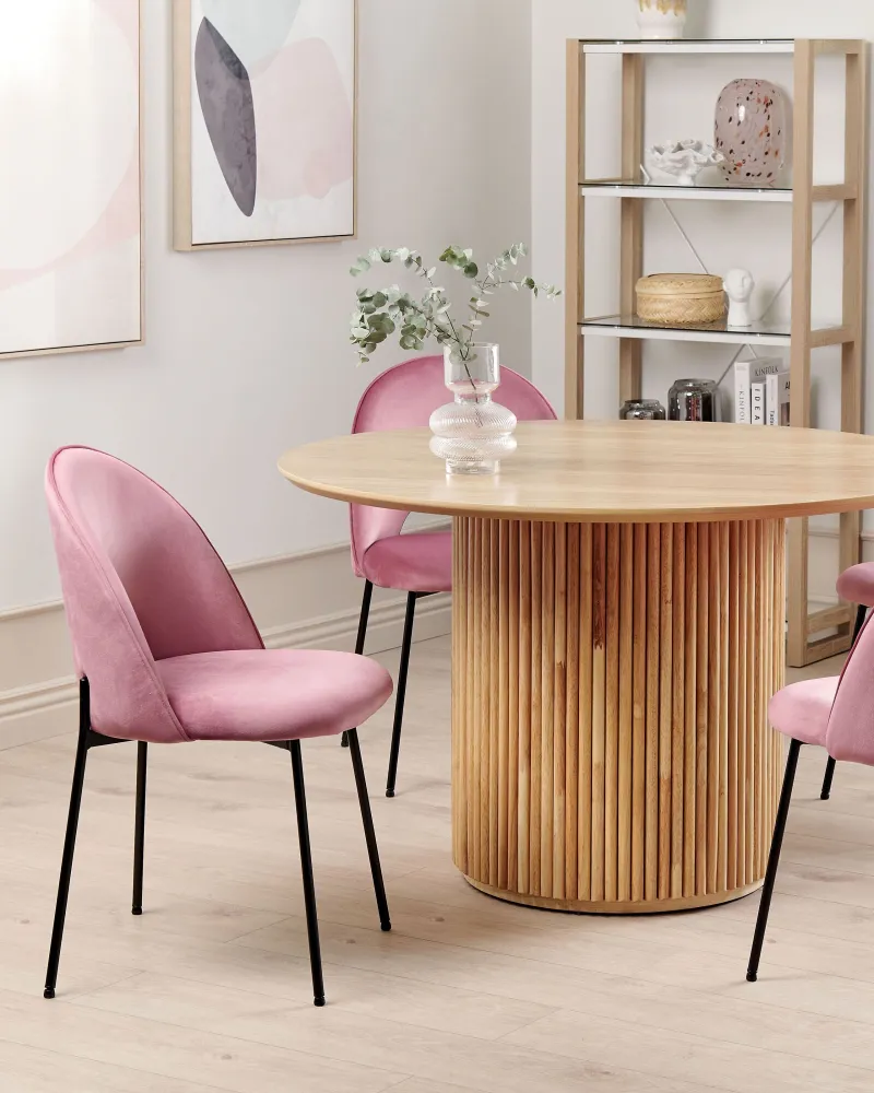 Set 2 sedie da pranzo velluto rosa COVELO