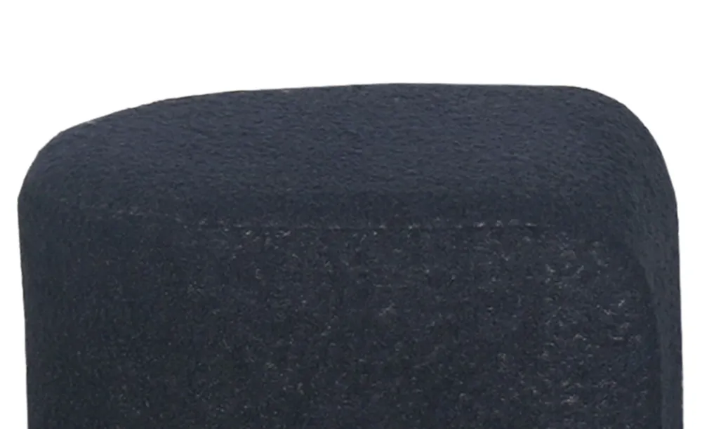 Tavolino con 2 pouf Livaretti Legno scuro e tessuto bouclette nero