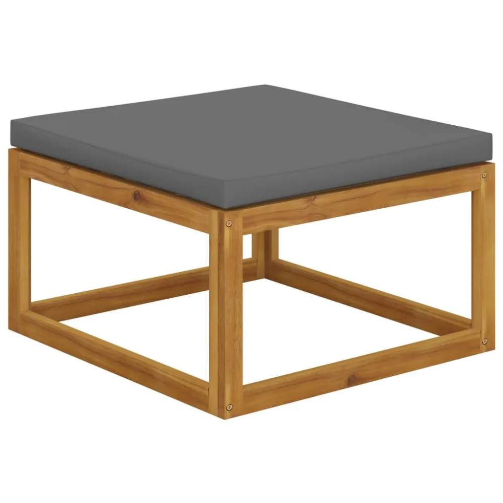 Poggiapiedi con Cuscino Grigio Ombroso Legno Massello Acacia